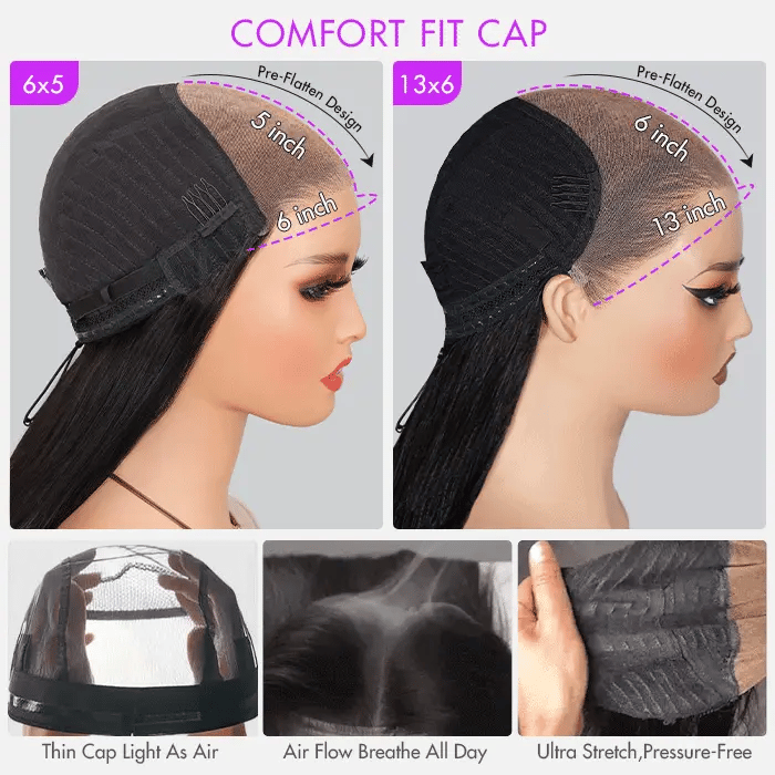 Glueless Lace Wig – Natural V-Shaped Hairline, Silky Human Hair, Instant Glam!100% Natural Hairline 250% Density