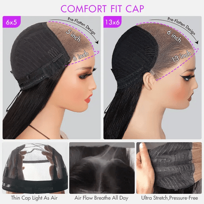 Glueless Lace Wig – Natural V-Shaped Hairline, Silky Human Hair, Instant Glam!100% Natural Hairline 250% Density