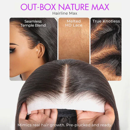 Glueless Lace Wig – Natural V-Shaped Hairline, Silky Human Hair, Instant Glam!100% Natural Hairline 250% Density